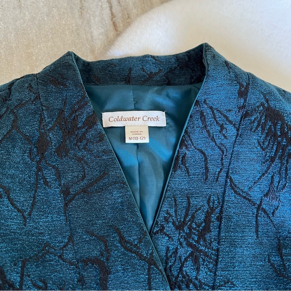 Coldwater Creek Jacquard Blazer Jacket Medium 10 12 Textured Embroidered - Picture 14 of 16